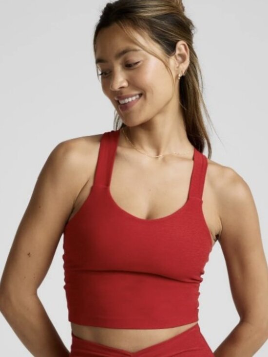 Beyond Yoga Tops - Beyond Yoga Twist Thru Crop Tank in Red